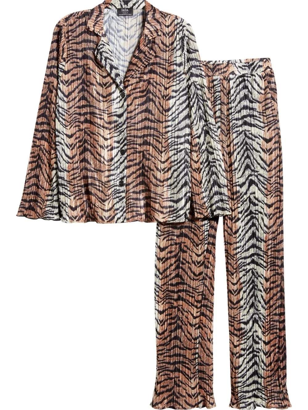 Tiger Long Sleeve Plissé Top & Pants Set dressed in LaLa - Picture 2 of 6